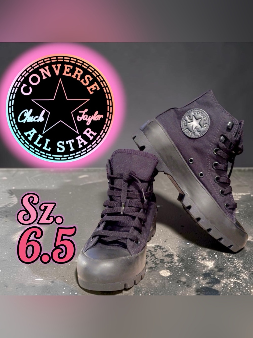 EUC Converse Chuck Taylor All Star Lugged High Top Boots Black Women’s Sz6.5